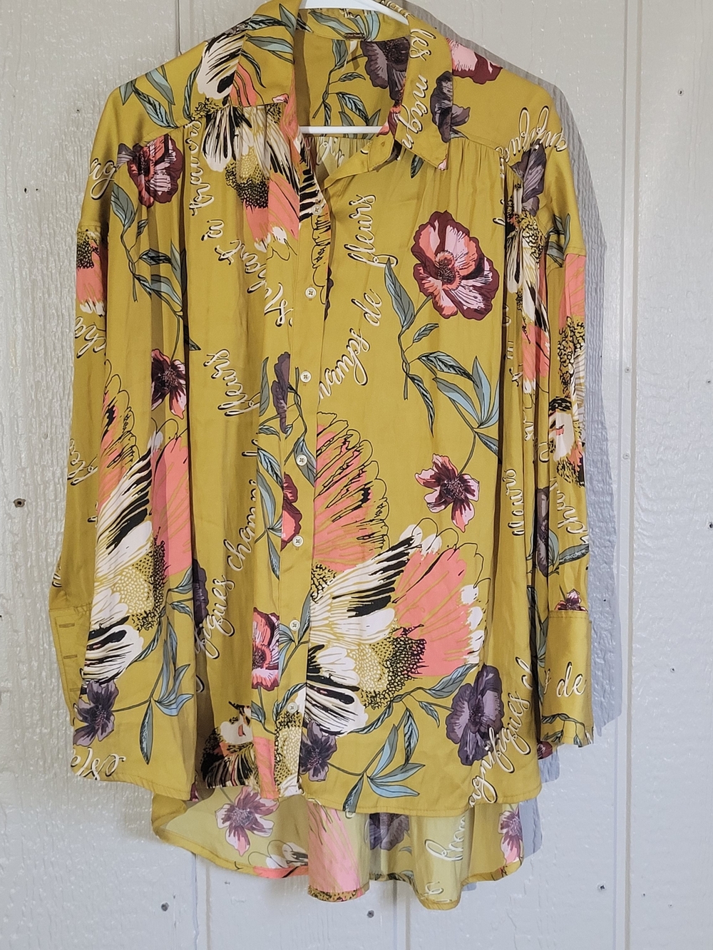 Free People Floral Over-sized Blouse